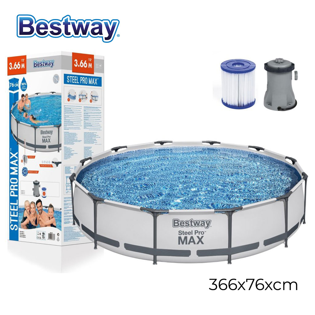 56416-cnc.jpg Steel Pro Max™ Piscine Ronde Avec Filtre et Pompe 366x76cm Bestway - الصورة 1