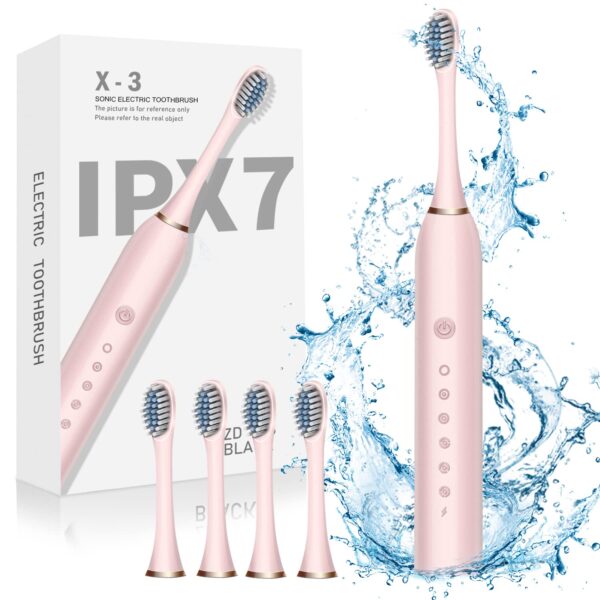 71jROZqLuyL._SL1500_-600x600-1.jpg Brosse à dents électrique Sonic X3 pour adultes avec 6 modes de fonctionnement avec extra têtes – فرشاة أسنان كهربائية 6 أوضاع تشغيل و رؤوس إضافية - الصورة 1