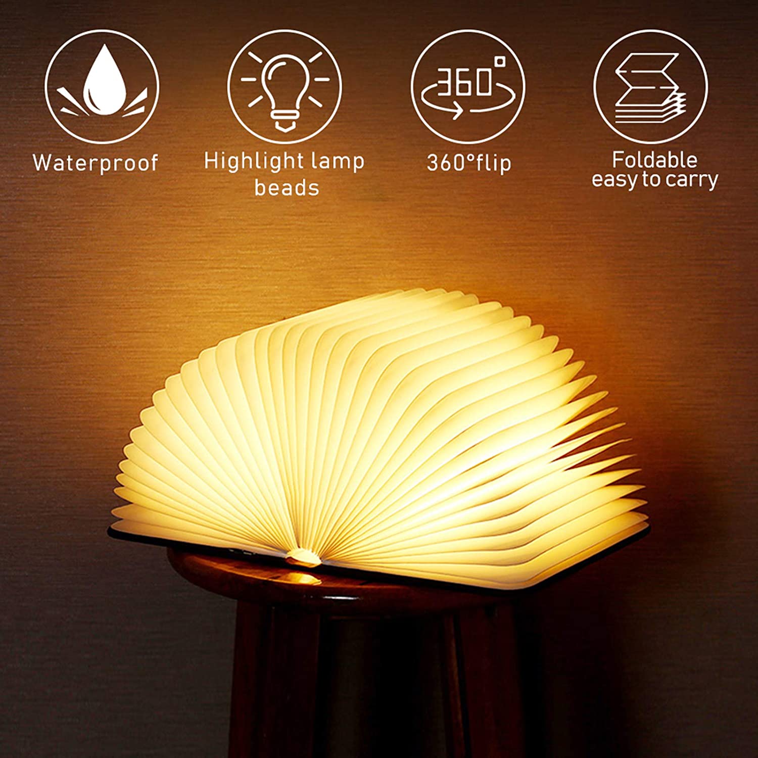 71sNODGJLDL._AC_SL1500_-1.jpg Livre lumineux LED pliable en bois 5 Modes d'éclairage rechargeable - الصورة 1