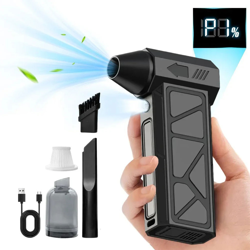 Air-Duster-cnc-1.jpg Souffleur et Aspirateur Portable avec Ventilateur Turbo à Jet 2en1 4 Vitesses – جهاز نسف الهواء ومكنسة كهربائية محمول - الصورة 1