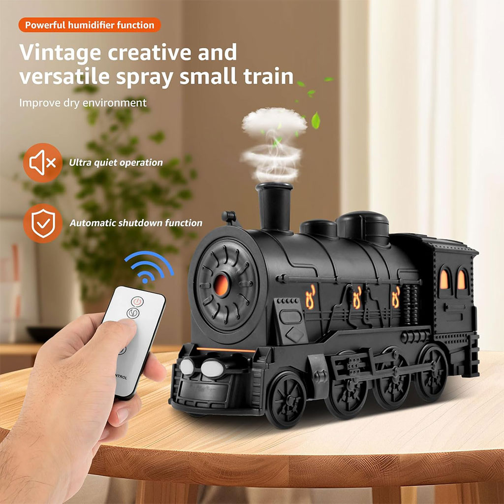 Aroma-train-cnc.jpg Train Diffuseur D Huiles Essentielles et Humidificateur Ultra-Silencieux de 300ml – معطر جو على شكل قطار - الصورة 1