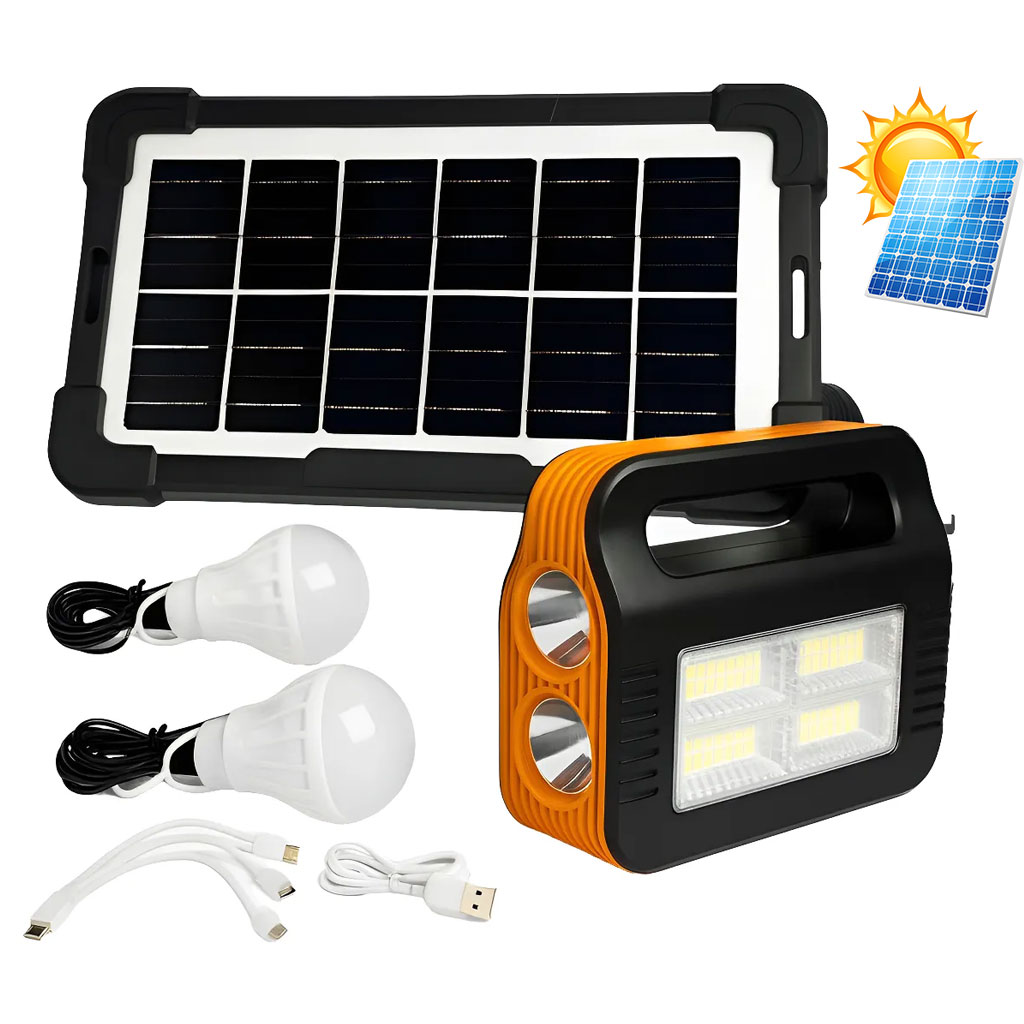 BK-999B-CNC-2.jpg Kit Panneau Solaire portable avec Torche LED Rechargeable et 2 Lampes – طقم مصباح يعمل بالطاقة الشمسية - الصورة 1