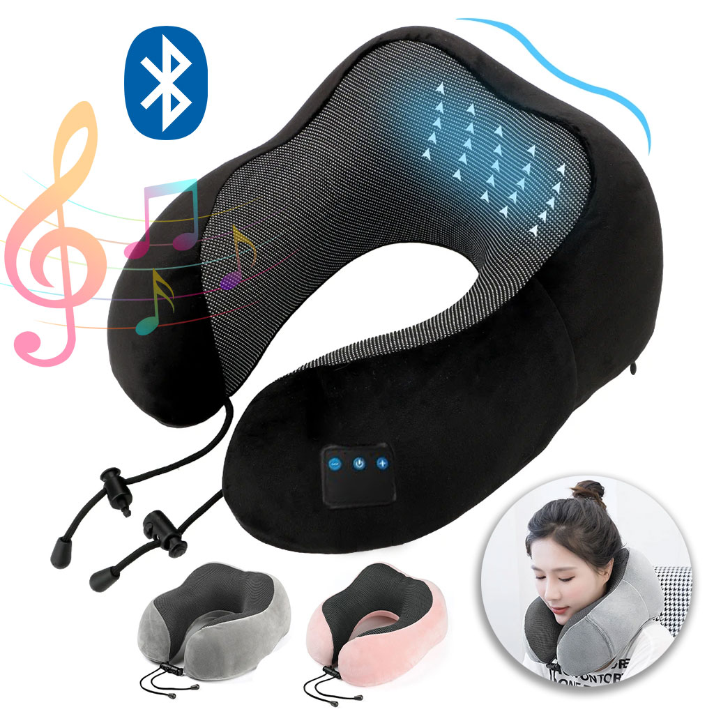 BT-Pillow-cnc-1.jpg Oreiller de Cou Bluetooth en mousse à mémoire de forme avec haut-parleurs intégrés – وسادة مريحة بخاصية البلوتوث - الصورة 1