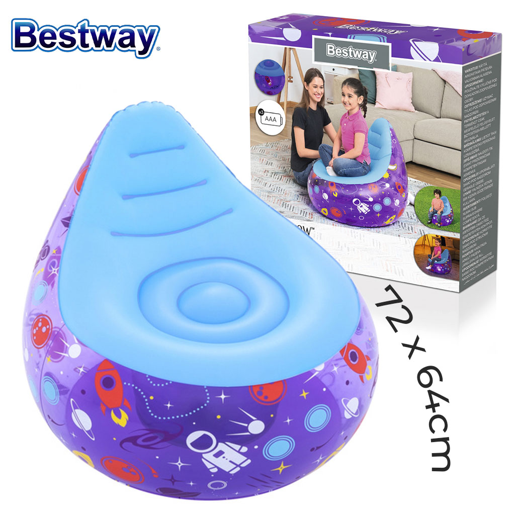 Bestway-75122-cnc-1-1.jpg Chaise gonflable LED Kosmos 72 x 72 x 64cm Bestway 75122 – أريكة قابلة للنفخ - الصورة 1