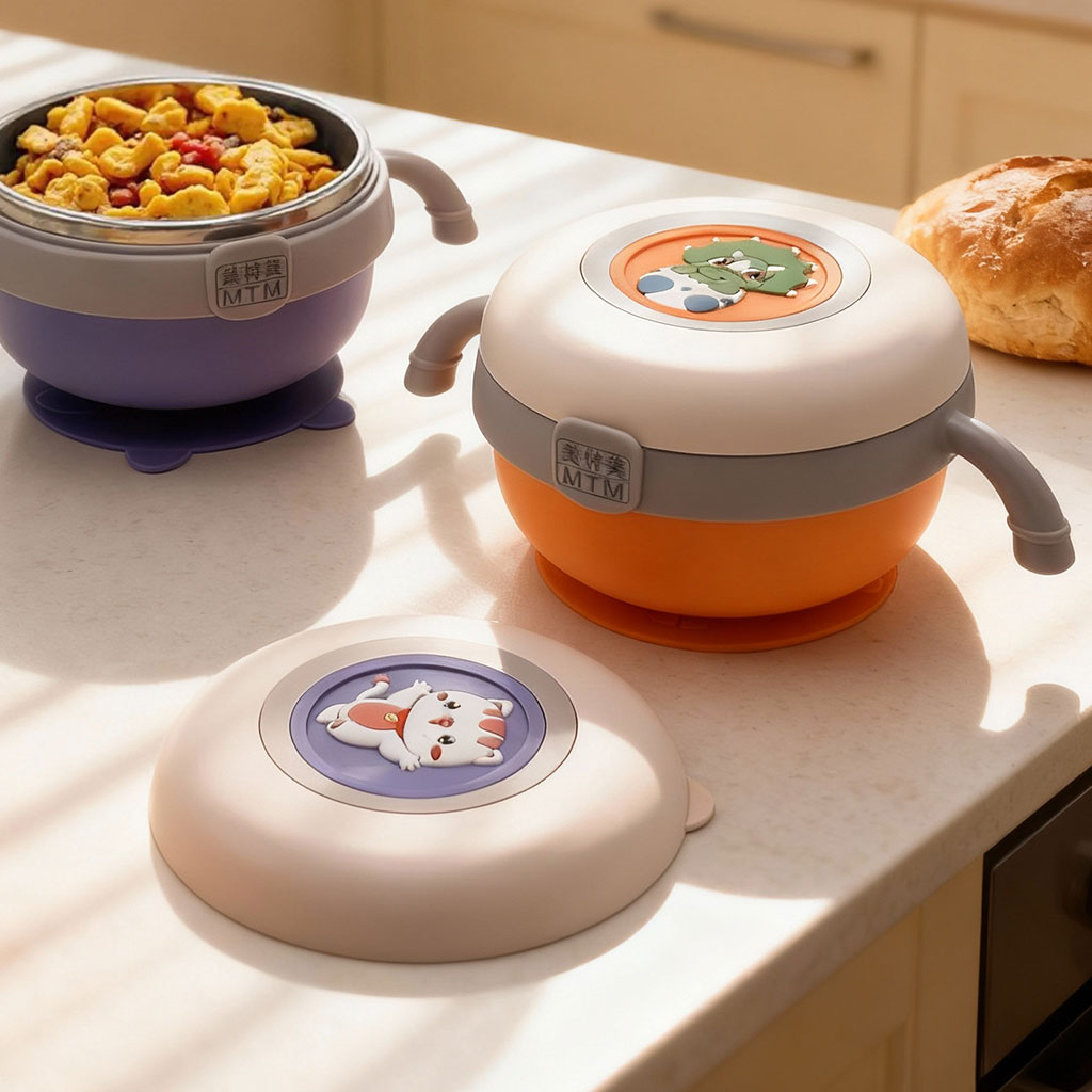 Children-Bowl-cnc-4.jpg Boîte à Manger pour Enfants avec Couvercle Illustré Design Ludique – علبة حفظ الطعام للأطفال - الصورة 1
