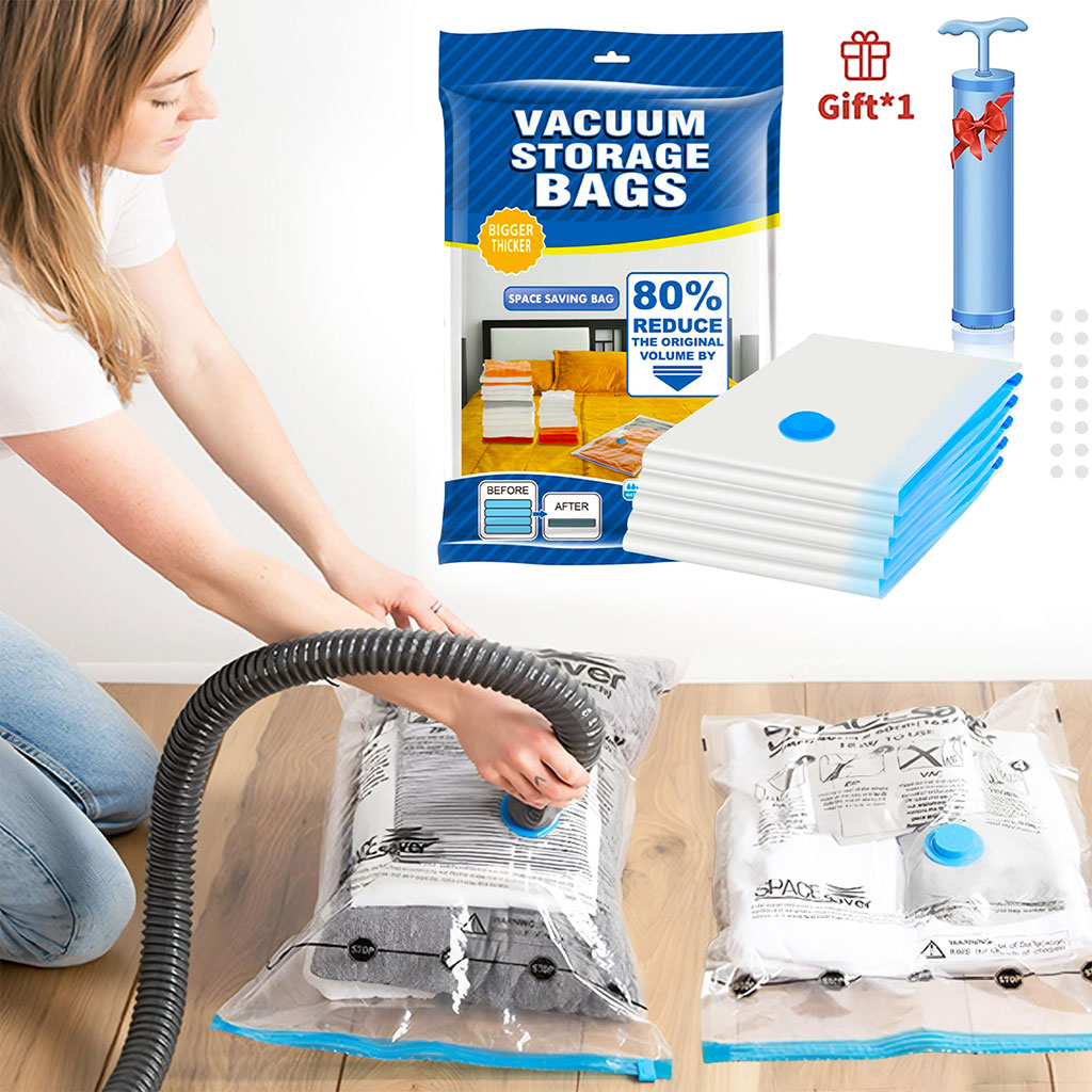 Compress-Bags-cnc.jpg Pack de 5 Sacs Sous-Vide refermables et réutilisables + Pompe Inclus – طقم أكياس ضغط الهواء - الصورة 1