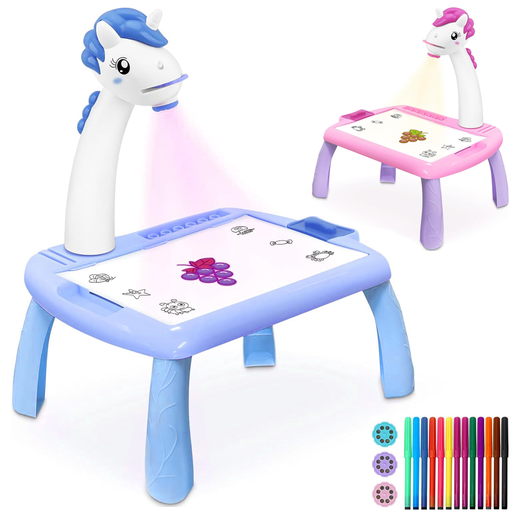 Dino-Projector-cnc-2.jpg Projecteur de dessin licorne pour enfants avec 24 motifs colorés - الصورة 1