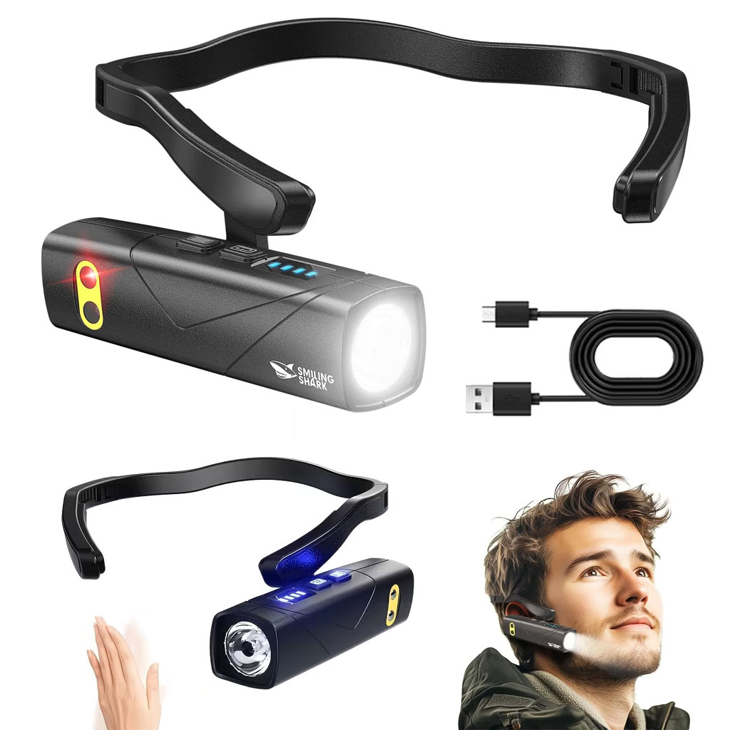 Ear-mounted-Lamp-cnc-7.jpg Lampe Frontale Rechargeable 1000 Lumen Avec Sensor de Mouvement et 5 Modes de Lumière - الصورة 1