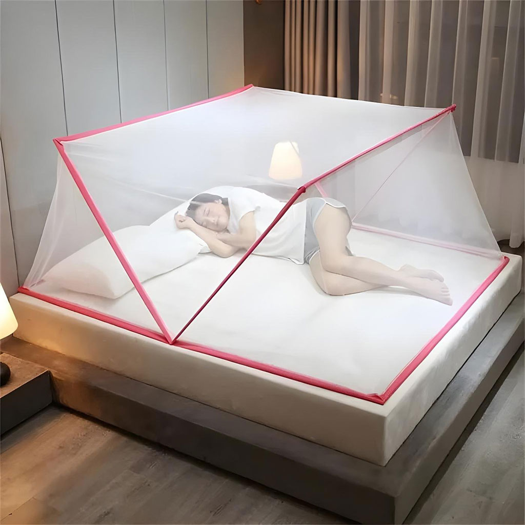 Fil-Mosquito-2P-CNC-2.jpg Moustiquaire Pliable Facile à Installer Pour Lit 2 Place – ناموسية لسرير شخصين - الصورة 1