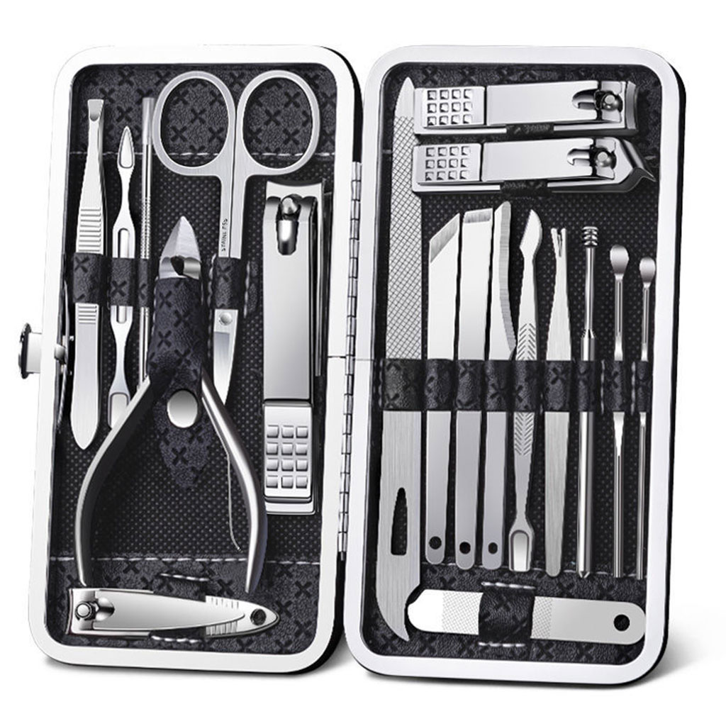Kit-19pcs-manicure-cnc-2.jpg Ensemble de pédicure coupe-ongles 16 pièces avec ciseaux pince à épiler outils de manucure professionnels - الصورة 1
