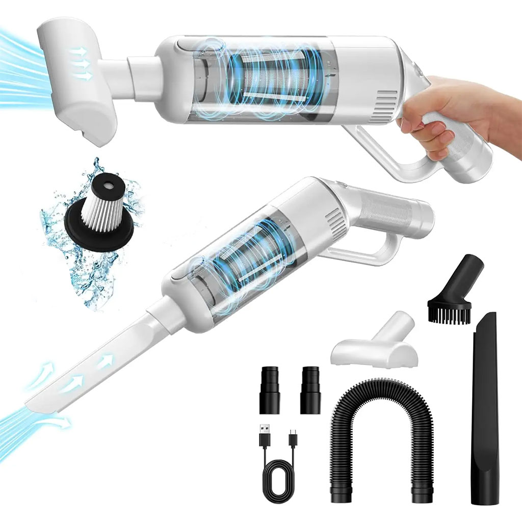 LT127-CNC-1.jpg Aspirateur sans Fil Portable avec 4 Têtes Accessoires 9000Pa – مكنسة كهربائية محمولة - الصورة 1