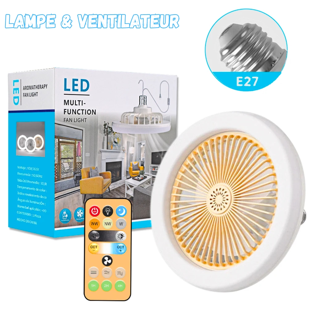 Lampe-et-Ventilateur-1-3.jpg Lampe et Ventilateur de plafond silencieux avec télécommande 30W 220V - الصورة 1