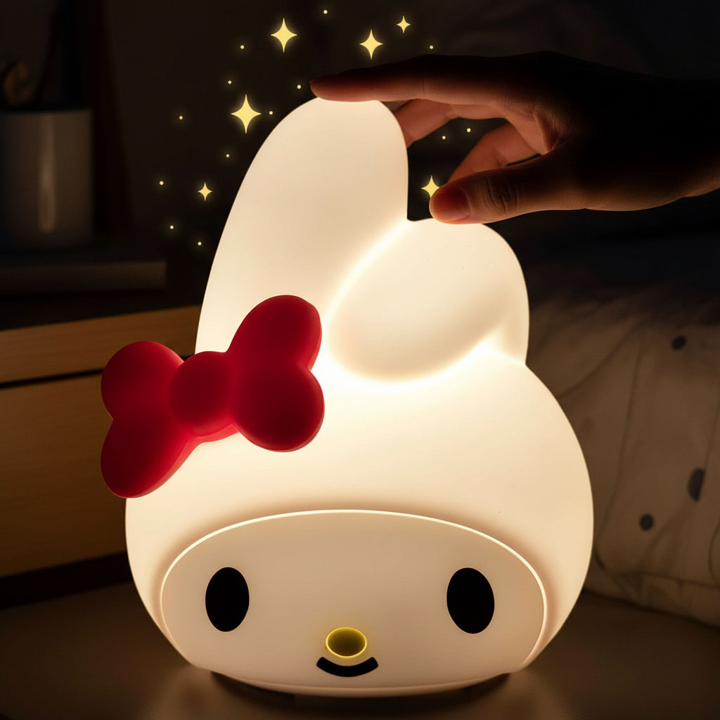 My-Melody-Lamp-cnc-1.jpg Veilleuse Enfant My Melody Lampe LED avec Lumière Douce – مصباح سيليكون لغرف الأطفال - الصورة 1