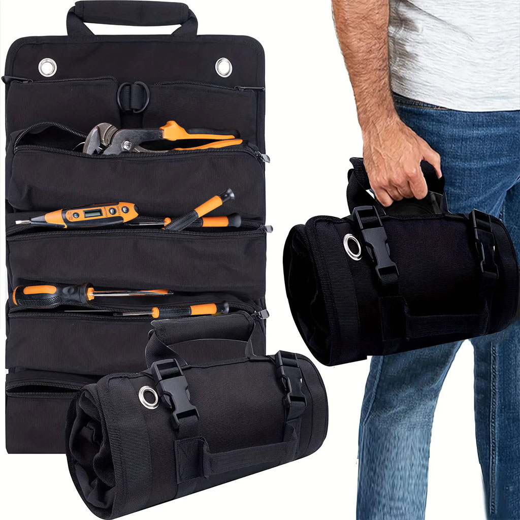 POCHETTE-Outillage-cnc-1.jpg Sac à outils avec 5 poches de Grand Capacité pour Bricolage - حقيبة الأدوات المهنية - الصورة 1