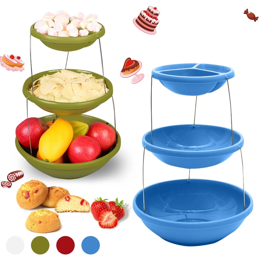 xr:d:DAFz9De9ed8:592,j:9195638136570293610,t:23122710 Bol torsadé pliable à 3 niveaux pour les trempettes et les bonbons - الصورة 1