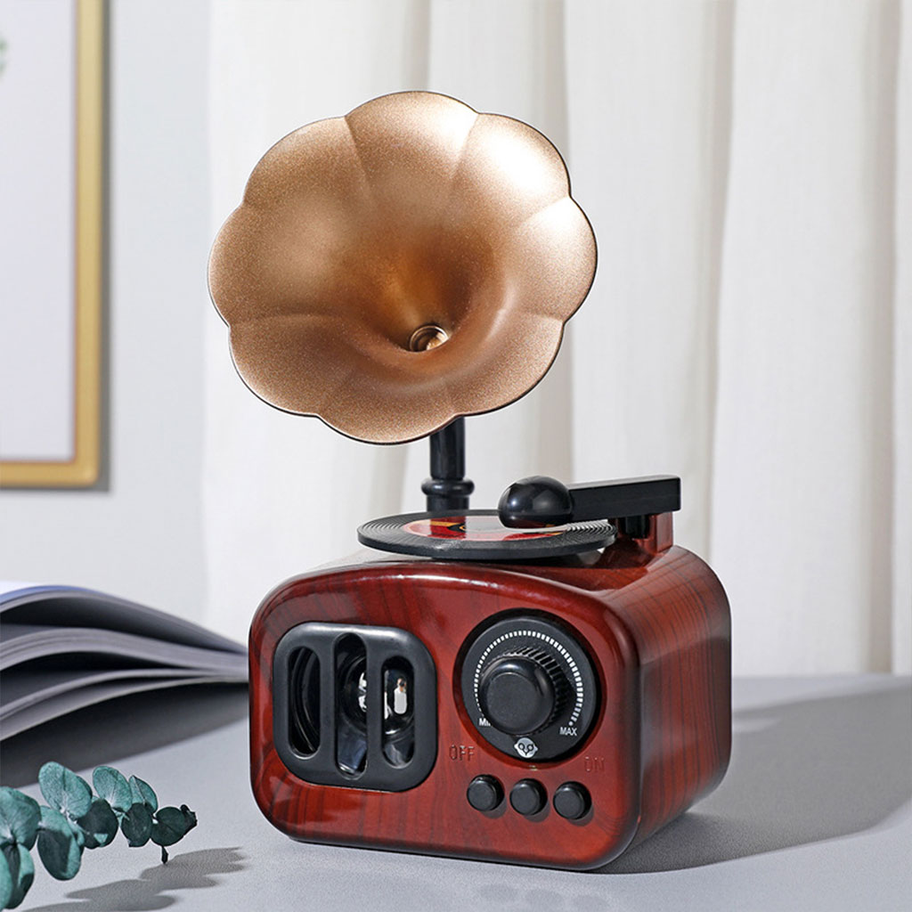 Phonographe-3-2.jpg Boîte à musique rétro en bois, phonographe pour maison, Table classique - الصورة 1