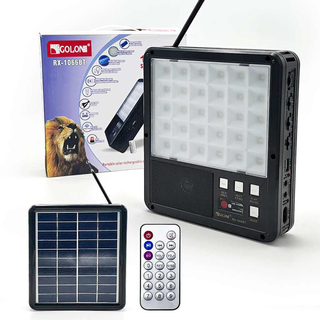 RX-1066BT-CNC-1-1.jpg 💡 لمبة شمسية متعددة الاستعمالات RX-1066BT – ضو + راديو FM + بلوتوث + USB + باوربانك - الصورة 1