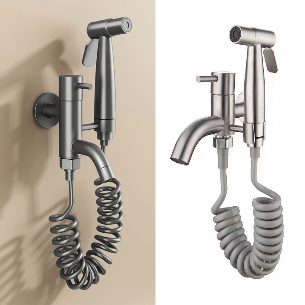 Robinet-Gray-cnc-1-1.jpg Pulvérisateur De Toilette À Haute Pression Avec Le Kit De Robinet V2 – رشاش مع صنبور حمام - الصورة 1