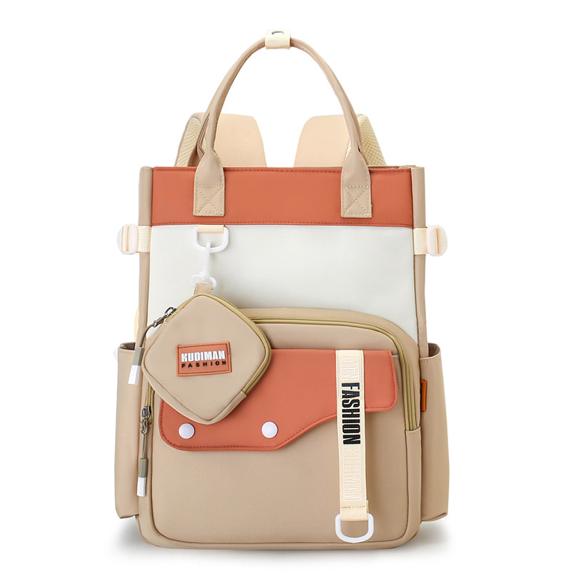 Sac-Chinois-V10-2.jpg Ensemble de sacs d’école Kawai pour Enfants 2Pcs Avec Pochette Beige – محفظة 2 قطع كاواي مع محفظة صغيرة بيج - الصورة 1