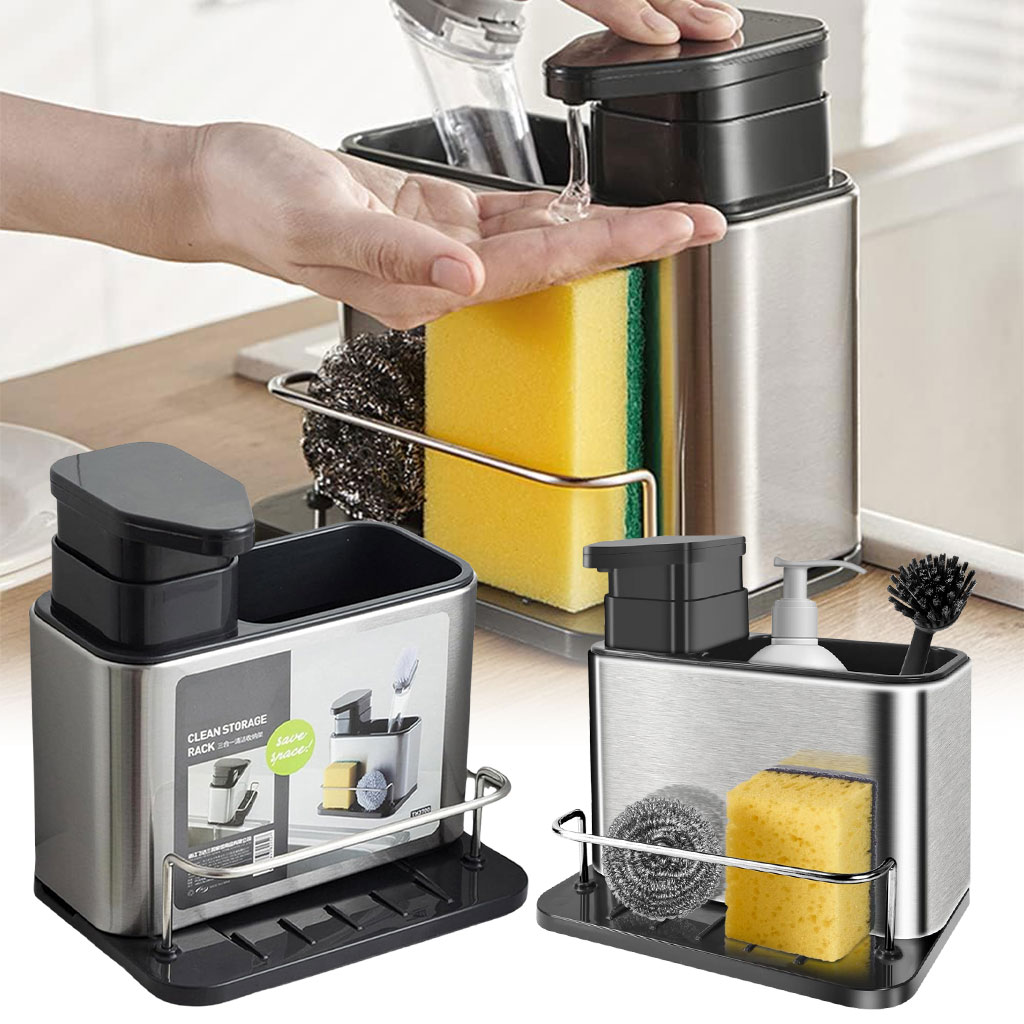 Soap-Kitchen-cnc.jpg Distributeur de savon et organisateur d’accessoires pour cuisine – موزع صابون ومنظم أدوات المطبخ 2في1 - الصورة 1