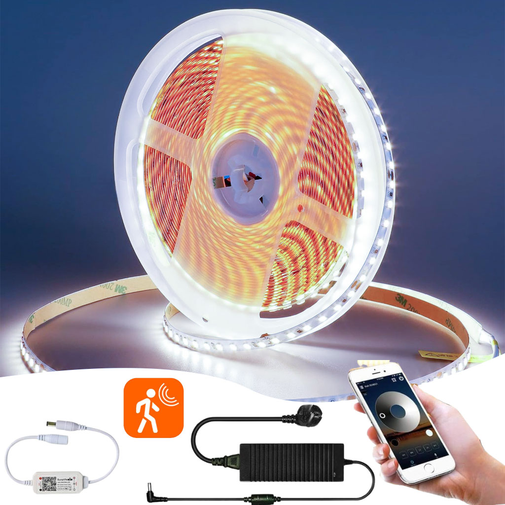 Strip-LED-PM-CNC-2-1.jpg Bande LED lumineuse à détecteur de mouvement pour lit 4000K lumière blanc App Control - الصورة 1
