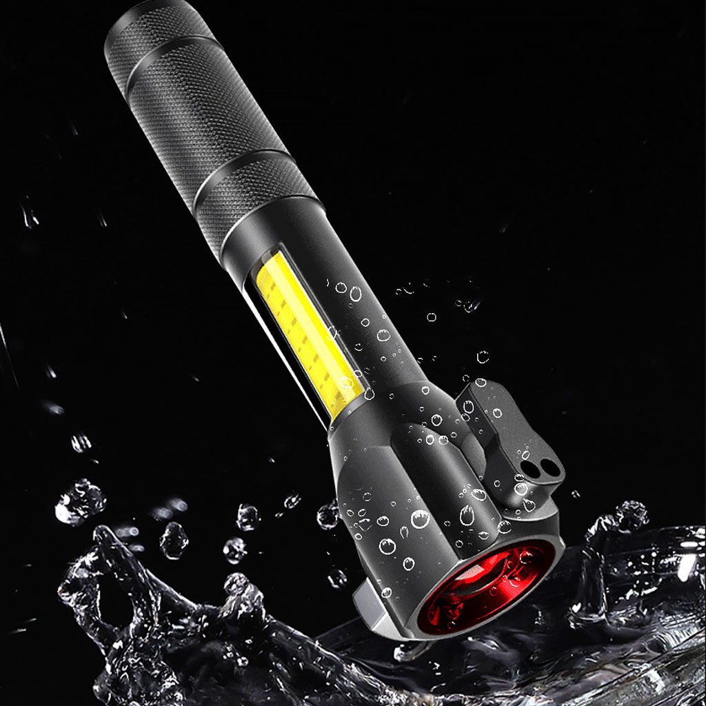 T6-28-6-2.jpg Lampe de poche rechargeable à LED avec brise vitre intégré - 300 Lumens - الصورة 1