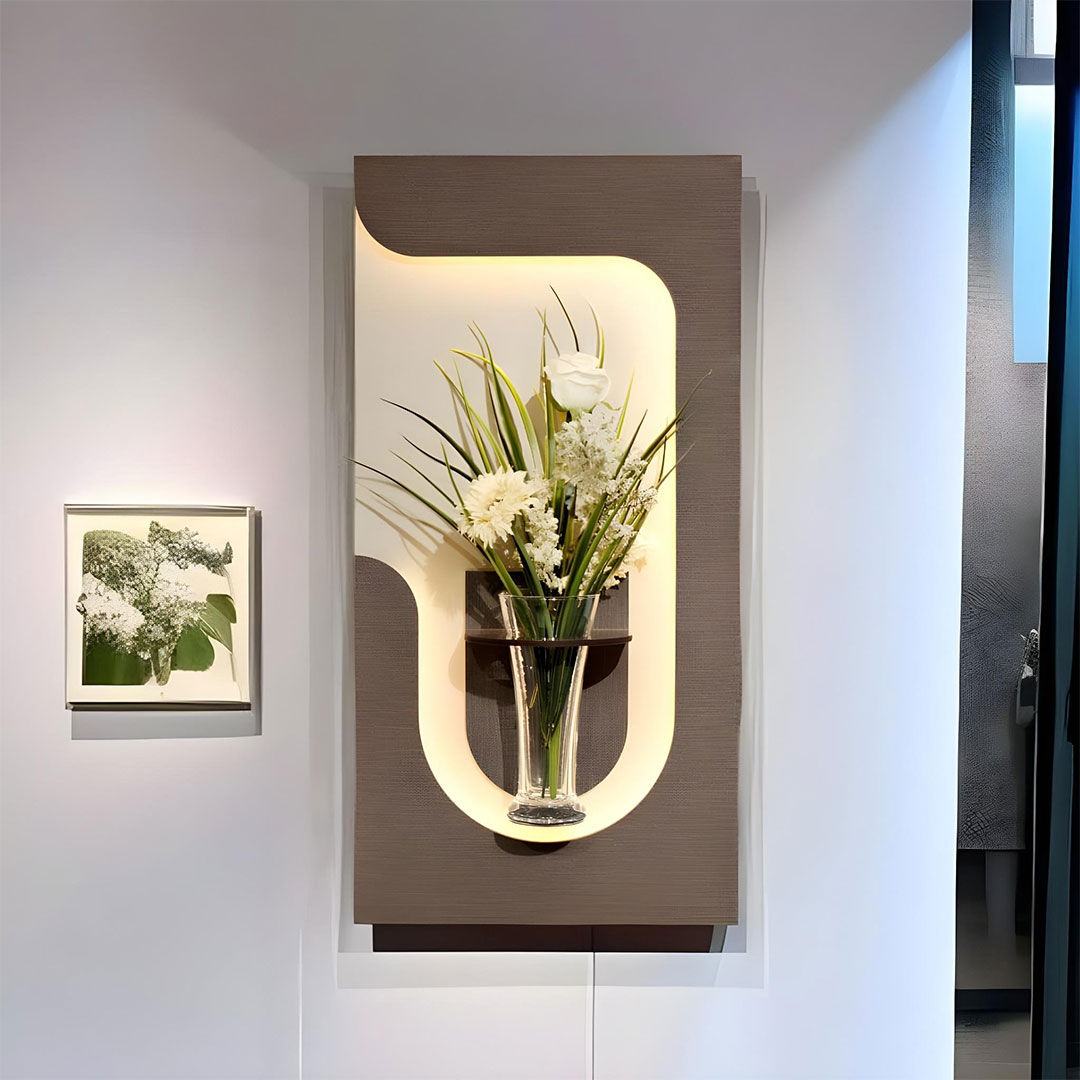 Tableau-HMD-4-1.jpg Panneau Mural Décoratif avec Éclairage LED Design Moderne en Bois V3 - الصورة 1