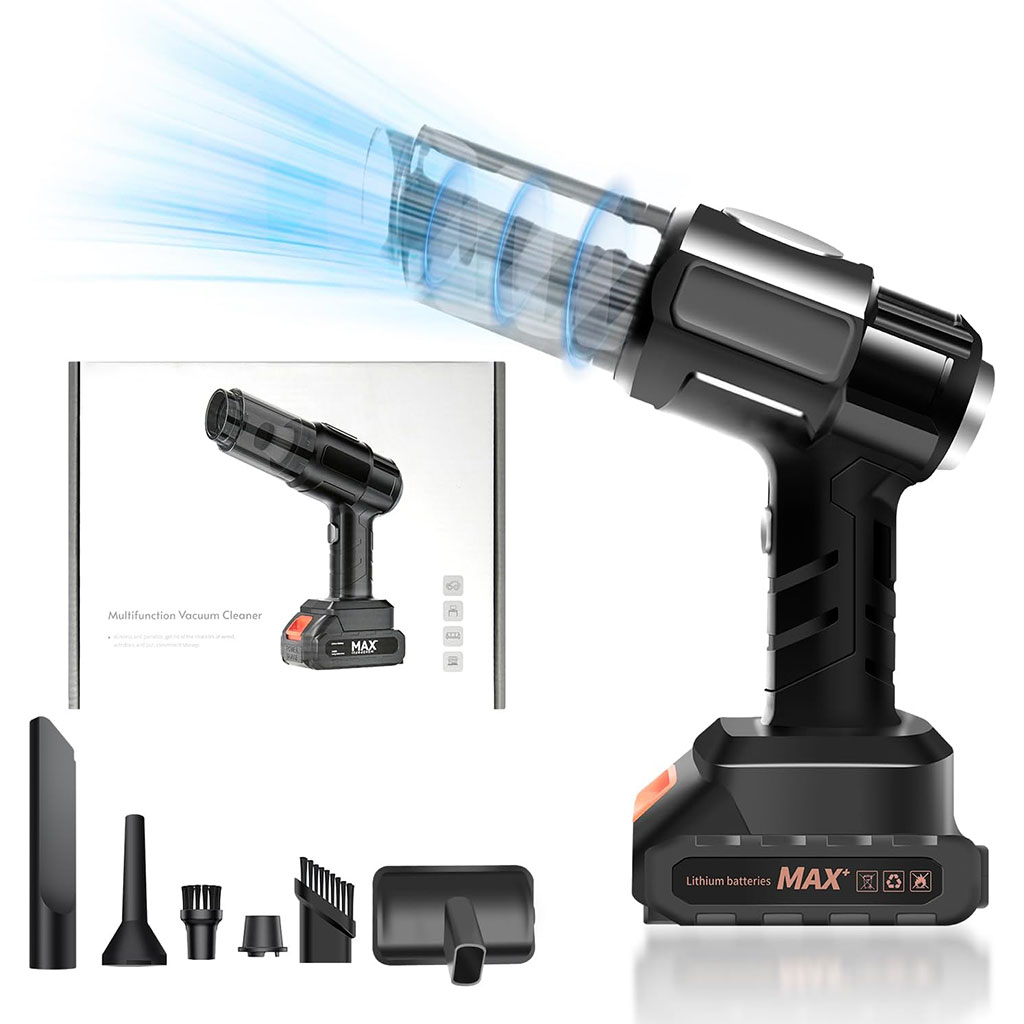 Vaccum-Max-cnc.jpg Aspirateur de voiture à main 21 000 Pa sans fil avec batterie rechargeable - الصورة 1
