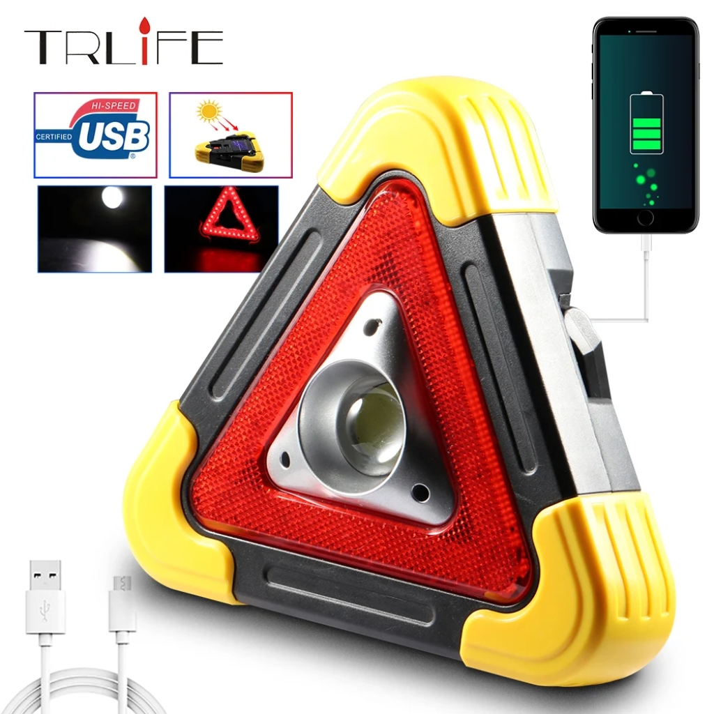 xr:d:DAFkZZffzC8:342,j:6135436547636021634,t:23110216 Triangle D'alerte Torche LED 10W Multifonctionnelle Chargé Avec L'énergie Solaire HB-6609 - الصورة 1