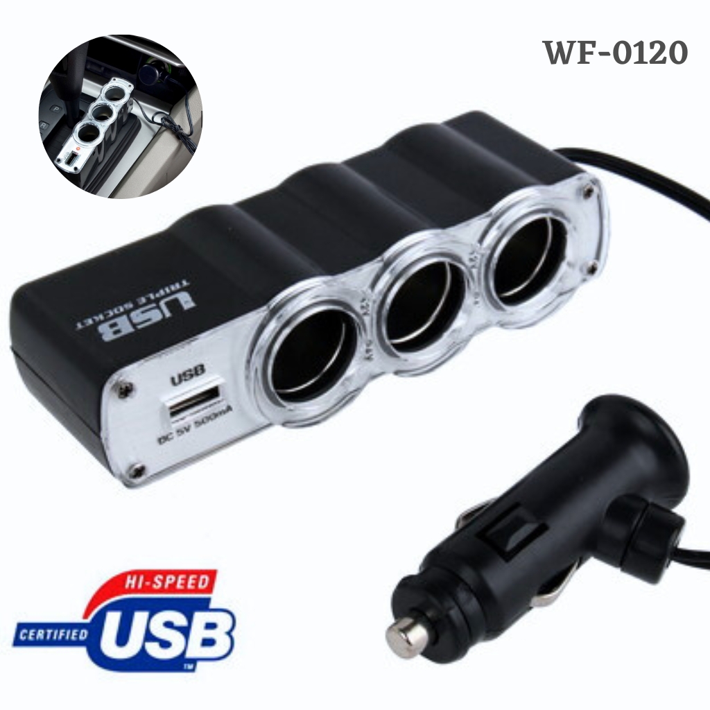 xr:d:DAFkNNAaEoA:133,j:6771555945879206562,t:23061909 Triple Prise 12V/24V Allume-ci-gare USB Alimentation WF-0120 - الصورة 1